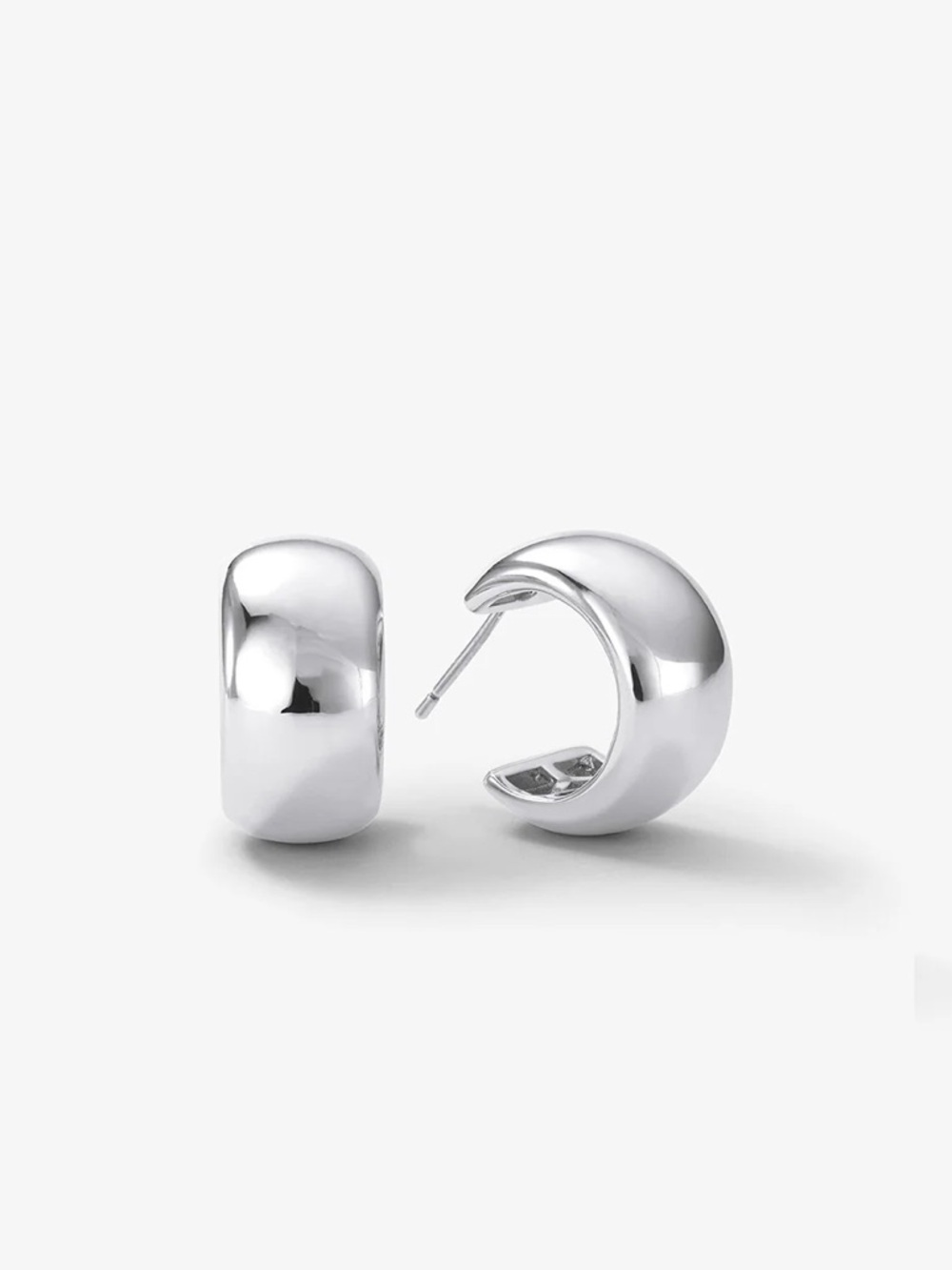 Melinda Maria Polished Silver Dome Huggie Earrings